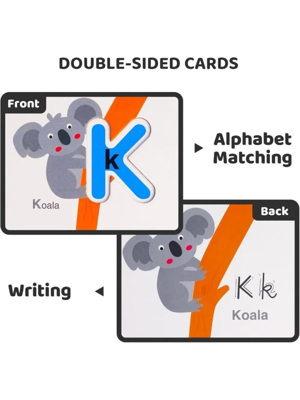 Wooden Alphabet Flash Cards & Puzzle Set - Educational Montessori Toy for